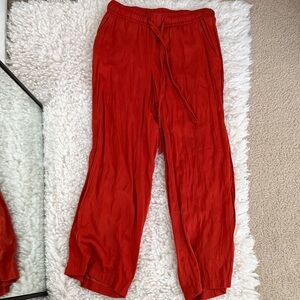 LOFT Red Wide-Leg Drawstring Pants